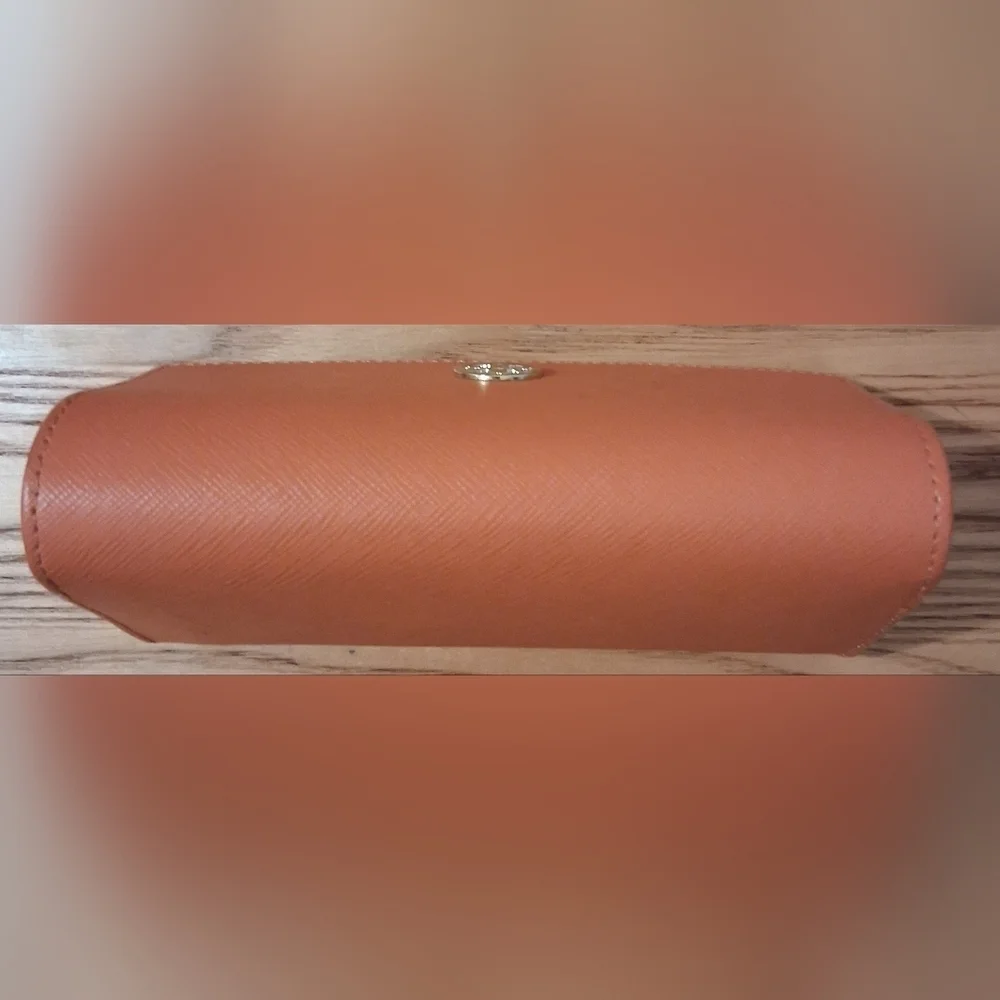 EUC Tory Burch Hard Orange Saffiano Leather & Silk Sleeve Glasses Sunglass Cases - Picture 4 of 11